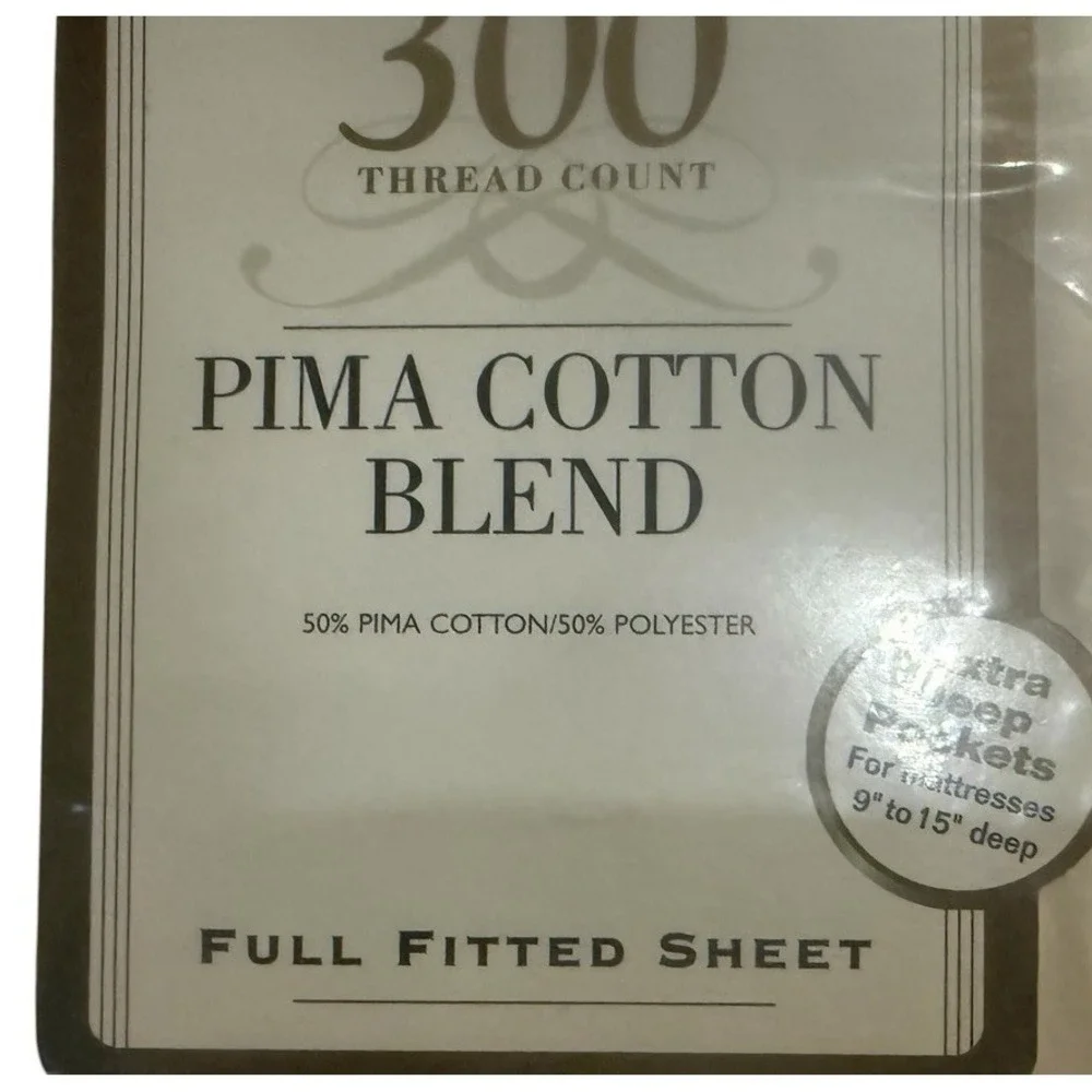 Springmaid Solid Full Fitted Sheet 300 Thread Count Ivory Extra Deep Pockets New